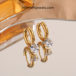 <b>Gold</b> Plated Stainless Steel Hoop <b>Earrings</b> Round Zircon Halo <b>Clip</b> <b>On</b> <b>Earrings</b> for Women Party Jewelry - Product Image 2