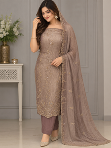 QUNOOT CLOSET Salwar Kameez Étnico Bordado para Mujer, Kurti Indio Pakistaní para Boda con Dupatta, Color Malva, Nailon/Poliéster de Secado Rápido - Product Image 2
