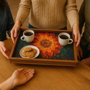 Plateau en bois imprimé de qualité supérieure, plateau en bois imprimé haute définition pour la décoration de la maison de luxe, plateau de service en gros - Product Image 6