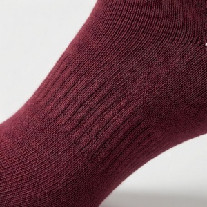 Burgundy Crew <b>Socks</b> With White Stripes And Cream Toe Breathable Knitted For Casual Wear Adults - Product Image 5