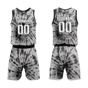 Tenues de basketball personnalisées tie-dye, maillot et short sublimés, vêtements de sport respirants et anti-transpiration, unisexe adulte - Product Image 2