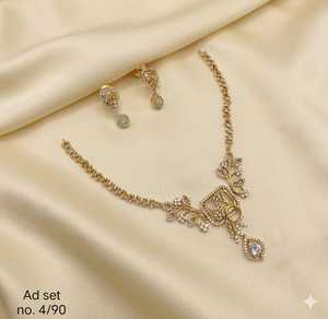 Traditional High Quality Gold Rhodium Plated Classic Flower Design Certified Kundan Necklace <b>Set</b> Zircon Stone Pendant Matching - Product Image 1
