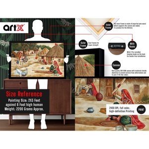 Traditional Scenery Acrylic Painting on <b>Canvas</b> with <b>Wood</b> Frame Multicolor Indoor Wall Decor Artwork - Product Image 6