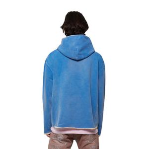 Haute qualité personnalisé Streetwear surdimensionné Vintage lavage à l'acide soleil délavé en détresse poche à capuche hiver français imprimé polaire solide - Product Image 4