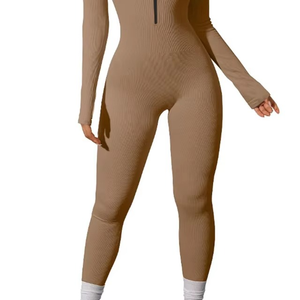 Nuevo Estilo de Ropa de Yoga para Mujer con Espalda Decorativa, Mono Deportivo de Manga Larga, Elástico y Ajustado, de Algodón - Product Image 4