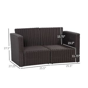 2-Piece <b>Outdoor</b> Wicker <b>Sofa</b> Set with Curved Armrests Dark Blue PE Rattan Patio Furniture for Sports Venues - Product Image 3