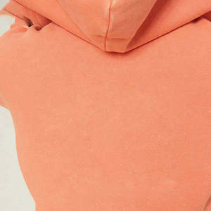 Women's Coral <b>Cropped</b> Hoodie Fleece <b>Zip</b>-<b>Up</b> Sweatshirt Short Length Solid Color Hooded Casual Wear Autumn Style - Product Image 4