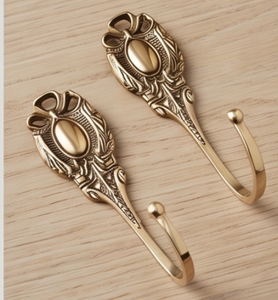 Premium Antique Brass Wall <b>Hook</b> <b>With</b> Ornate Design For Clothing Storage Rust Resistant Metal Single <b>Hook</b> Stylish Home Accent - Product Image 4