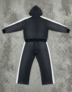 Men's Hooded Sweatshirt Set Black White Stripe Sporty <b>Tracksuit</b> <b>Winter</b> Wear Printed Logo Front Breathable Streetwear 100% Cotton - Product Image 5