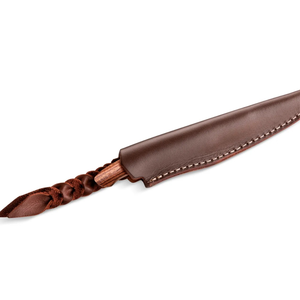 Cuchillos de Caza para Exteriores con Mango de Madera Marrón Oscuro y Hoja Plateada, con Funda de Cuero Marrón para Camping, Senderismo y Uso en el Campo - Product Image 2