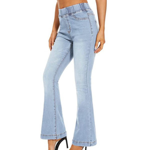 Pantalon évasé en denim sur mesure pour femme, taille haute, 100 % coton, respirant, écologique, avec logo personnalisé, marque privée, haute qualité - Product Image 5