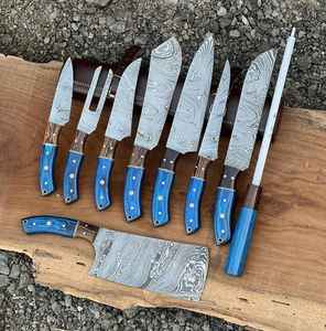 Juego de Cuchillos de Cocina de Acero de Damasco Hechos a Mano, 5 Piezas, Juego de Cuchillos de Chef Profesionales, Venta al Por Mayor OEM - Product Image 4