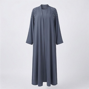 2025 OEM Kimono Abaya pour femmes musulmanes, en tissu polyester épais, doux et très extensible, col en V, manches longues, pour fêtes, Ramadan, mariages - Product Image 1