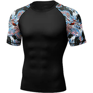 Factory Wholesale Rash Guard <b>Men</b> Custom Sublimation <b>Compression</b> <b>Shirt</b> Quick Dry Fitness Sports Training Wear - Product Image 3