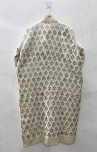 Robe kimono longue unisexe en coton imprimé à la main en Inde, col en V, manches courtes, écologique, motif floral palmier - Product Image 6
