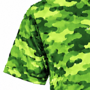 เสื้อยืดลายพรางสีเขียวมะนาวผู้ชายแขนสั้นคอกลมพิมพ์ลายพรางการฝึกอบรมด้านกีฬาฟิตเนสวิ่งชุดกีฬาประสิทธิภาพสูง - Product Image 5