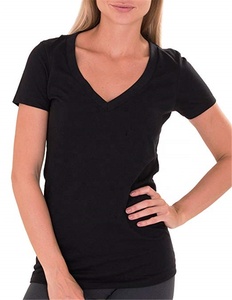 Camisetas de algodón elásticas con cuello en V personalizadas para mujer, estilo casual deportivo, para gimnasio, novedad 2026 - Product Image 2