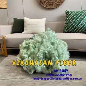 วัสดุใยสังเคราะห์ Vikohasan GRS Staple Fiber โพลีเอสเตอร์รีไซเคิล 100% 15D ลายดิบ 7D ละเอียด 32/ 38/ 51/ 64/ 76 มม. สีเขียว HC วัสดุสำหรับบรรจุ - Product Image 4