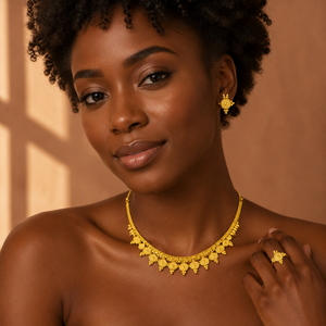 Elegant 24K Gold Plated Brass Coin Pendant <b>Charm</b> Necklace Set for Women's Ethiopian Wedding Classic Jewelry OEM ODM - Product Image 3