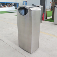 Contenedor de Basura Comercial para Exteriores, Cubo de Basura de Acero Inoxidable, Contenedor de Basura para Exteriores de un Solo Compartimiento, Contenedor de Basura Público