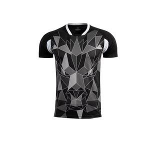 T-shirt à imprimé intégral par sublimation, motif abstrait noir, vêtements de sport, t-shirt léger en polyester - Product Image 1