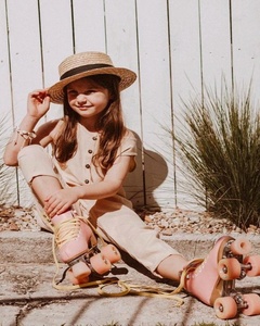 Suchcute — combinaison Beige sans manches pour filles, vêtements élégants, avec bouton avant, tissu en lin doux, Super confortable pour petite tête - Product Image 1