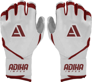 Premium Leather Customizable Baseball Batting Gloves premium leather white and maroon color Closure type <b>hook</b> and loop - Product Image 1