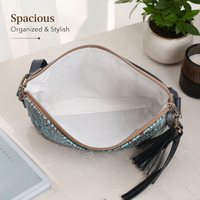 Sac à bandoulière en cuir Hairon pour femme, véritable cuir de vachette, sac à main western, sac à bandoulière en cuir repoussé, sac à main bohème, élégant et tendance