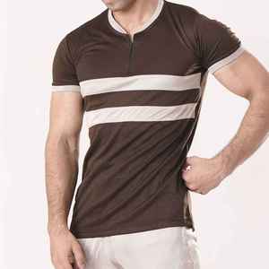 Conjunto Deportivo de Verano con Rayas, Camiseta de Media Cremallera y Pantalones Deportivos Ajustados con Bandas en Contraste para Hombre, Traje Deportivo de Algodón - Product Image 5