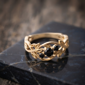 Anillo de Lujo con Incrustaciones de Piedras Naturales y Baño de Oro, Diseño de Hoja Abierta, para Mujer, Regalo de Boda o Cumpleaños - Product Image 1