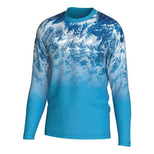 เสื้อตกปลาผู้ชายสั่งทำขายส่ง UPF 50 พิมพ์ลายแบบ Sublimation ผ้ายืดสแปนเด็กซ์/โพลีเอสเตอร์ แห้งเร็ว ต้านเชื้อแบคทีเรีย ระบายอากาศได้ดี ไซส์ใหญ่ - Product Image 1