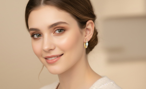Sterling Silver Hoop <b>Earrings</b> with <b>Opal</b> Round Brilliant Cut Claw Set for Women's Engagement Everyday Wear-Classic Luxury Design - Product Image 2