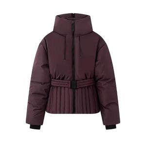 Men's <b>Burgundy</b> Puffer Jacket Hooded Collar Zipper Closure Regular Length Casual Winter Wear Eco-Friendly Minimalist Thick - Product Image 1
