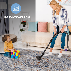 Telaio LUXE Collection elegante 8x10 blu/crema/bordato Non spargimento Set di tappeti per casa e ufficio camera da letto soggiorno macchia - Product Image 5