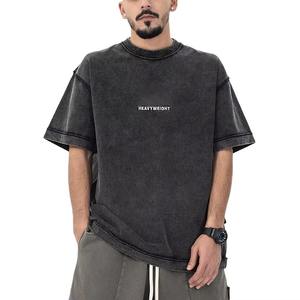 T-shirts vintage oversize unis, 270 g/m², 100 % coton, épais, avec broderie et surpiqûres contrastées - Product Image 1