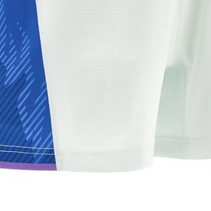 Pantalones Cortos Deportivos de Secado Rápido con Estampado Geométrico Blanco y Azul para Hombre, Cintura Elástica, Largo Medio, Impresión por Sublimación - Product Image 3
