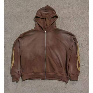 Ensemble de survêtement délavé à fermeture éclair intégrale pour hommes, haute qualité, avec sweat à capuche et pantalon de jogging, logo personnalisé, coupe oversize, effet délavé à l'acide - Product Image 2