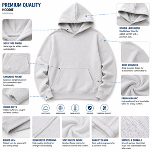เสื้อฮู้ดโอเวอร์ไซส์สำหรับผู้หญิง สีพื้น ผ้าฟลีซ ทรงปกติ ผ้าฝ้าย มีกระเป๋า เหมาะสำหรับใส่ในฤดูใบไม้ร่วง - Product Image 6
