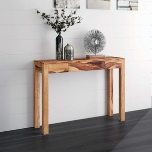Table console carrée minimaliste en bois de rose artisanal avec tiroirs |   32x14x18 pouces |   Meubles en bois en gros - Product Image 2