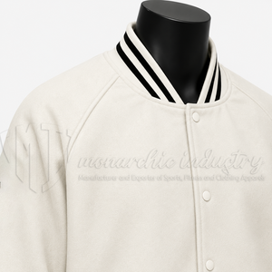 Chaqueta Universitaria Blanca Personalizada, Chaqueta de Béisbol Varsity Premium, Fabricante OEM - Product Image 5