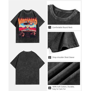 เสื้อยืดสตรีทแวร์ผู้ชายทรงปกติ ผ้าฝ้าย 100% แขนสั้น คอกลม สไตล์ลำลอง พิมพ์ลายกราฟิกแบบดิสเทรส ดีไซน์ตัวอักษรด้านหลัง - Product Image 5