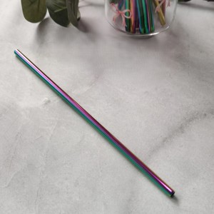 Ensemble de pailles écologiques en acier inoxydable arc-en-ciel, pailles réutilisables avec outil de nettoyage - Product Image 1