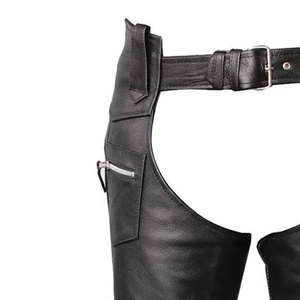 Chaps d'équitation authentiques en cuir de vachette pour hommes, protection des jambes, artisanat durable, aspect vintage délavé, personnalisables - Product Image 4