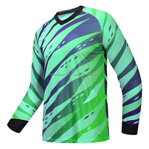 Maillot de motocross à manches longues pour homme, noir et vert, imprimé numérique, respirant, coupe-vent, séchage rapide, polyester, manches longues, chemise de course - Product Image 2
