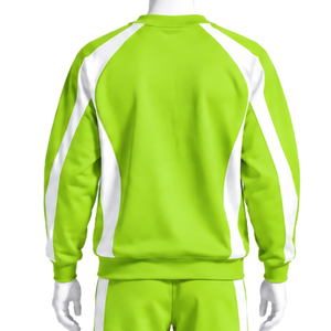 Conjunto Deportivo Unisex Verde Lima, Sudadera de Cuello Redondo y Pantalones Jogger, con Rayas en Contraste, para Entrenamiento Deportivo, Casual y Atlético - Product Image 4
