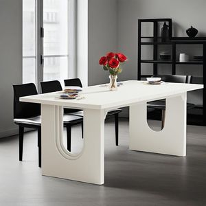 Grande Tavolo da Pranzo Rettangolare Moderno da 180 cm per 6-8 Persone con Base a Piedistallo in Legno, Tavolo da Cucina e da Cena - Product Image 4
