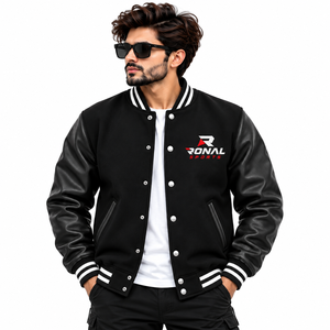 Vestes universitaires personnalisées avec logo, vestes de baseball décontractées à manches longues, service OEM ODM - Product Image 3