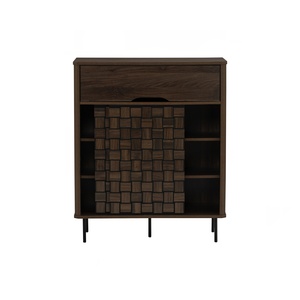 Armoire de rangement minimaliste en noyer avec pieds en métal noir, panneau stratifié, armoire multifonction pour la maison ou le bureau - Product Image 6