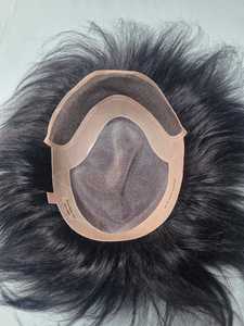 Natural Black Indian Remy <b>Hair</b> Natural Wave Lace Front Toupee Cap with Scalp Coverage for Men - Product Image 4