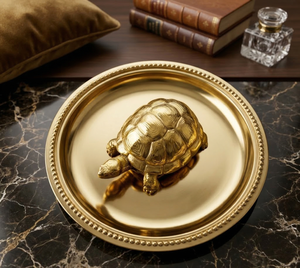 Jaipur Metals Pure Brass Plated <b>Tortoise</b> Idol | 100% Brass Turtle Statue | 7 x 4.5 x 3.5 cm | 65 g | Vastu Decor & Gift - Product Image 1
